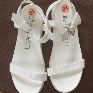 White Calvin Klein Sandals Sz 10, Worn Twice